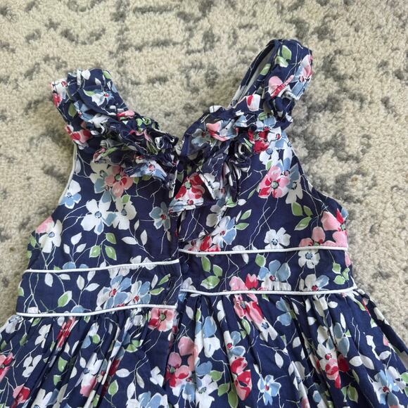 Girls Ralph Lauren Lined Floral Poplin Ruffle Dress Size 5 - Picture 7 of 9